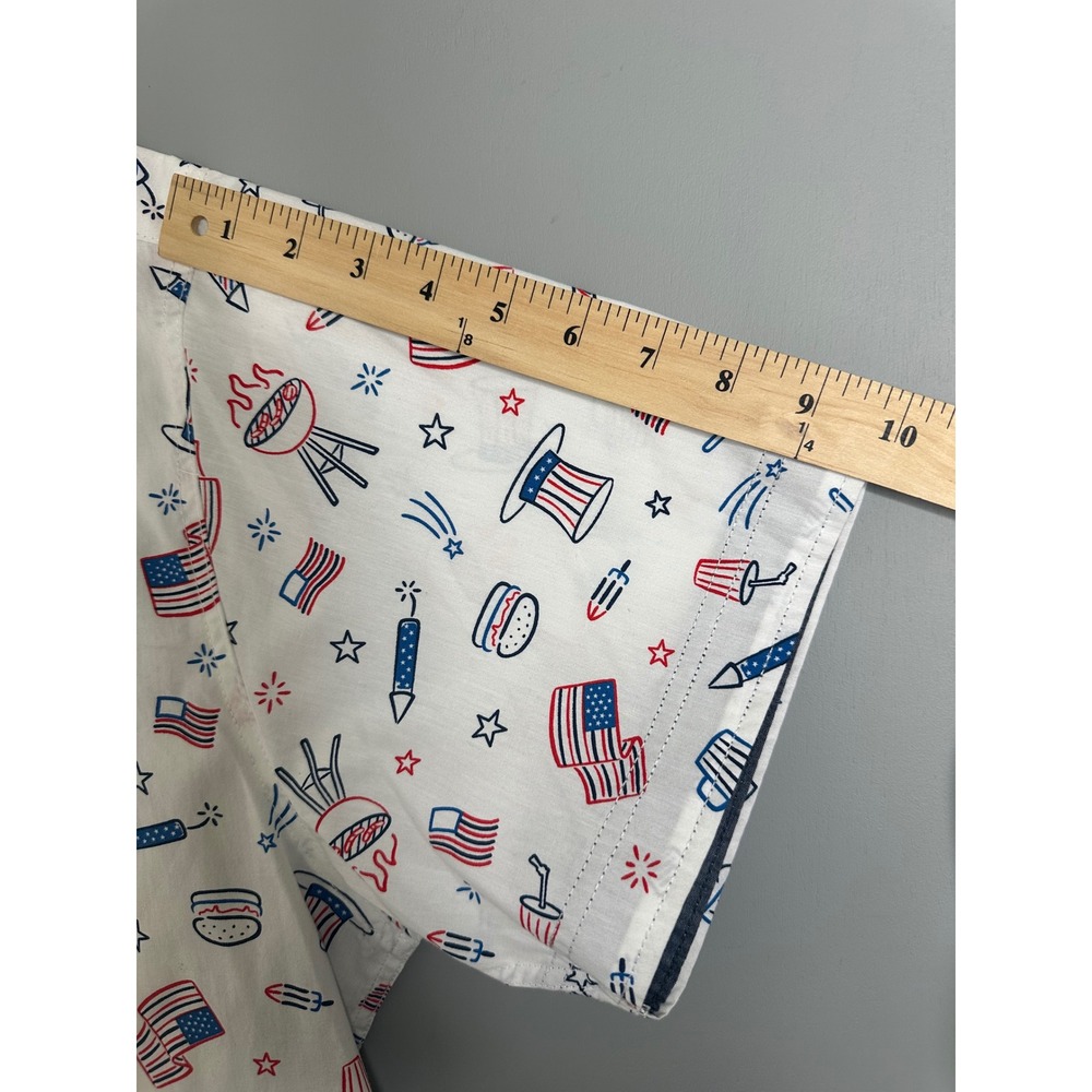 Free Planet Mens 2X White Patriotic BBQ Fireworks Button‎ Up Shirt - Picture 14 of 14